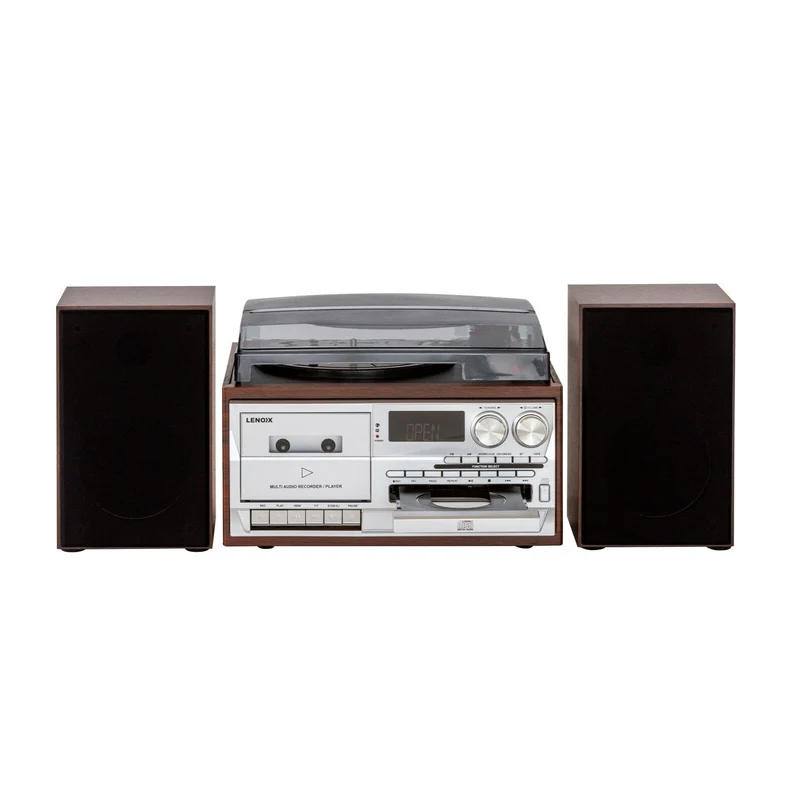 Lenoxx Audio CD/Cassette/Vinyl Streaming Player (Brown)