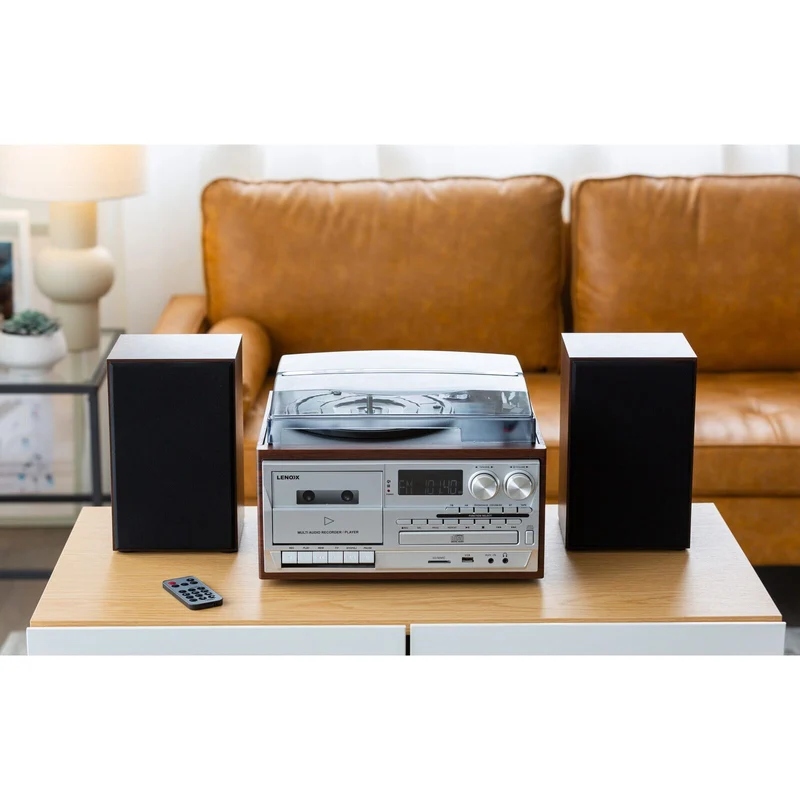 Lenoxx Audio CD/Cassette/Vinyl Streaming Player (Brown)