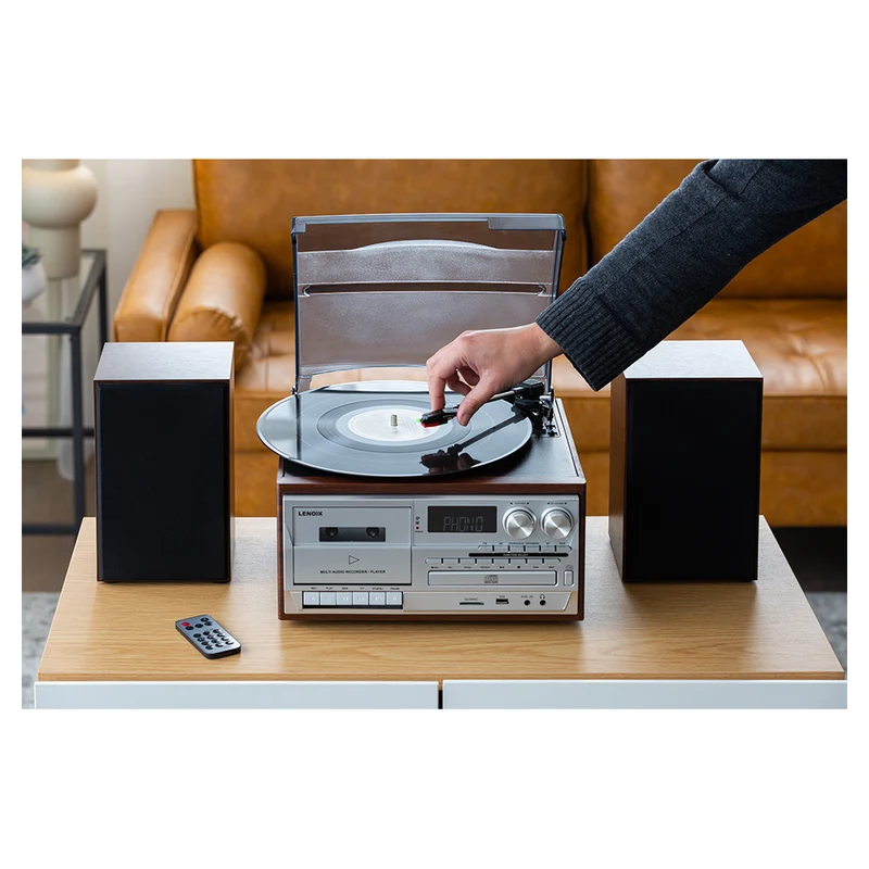 Lenoxx Audio CD/Cassette/Vinyl Streaming Player (Brown)
