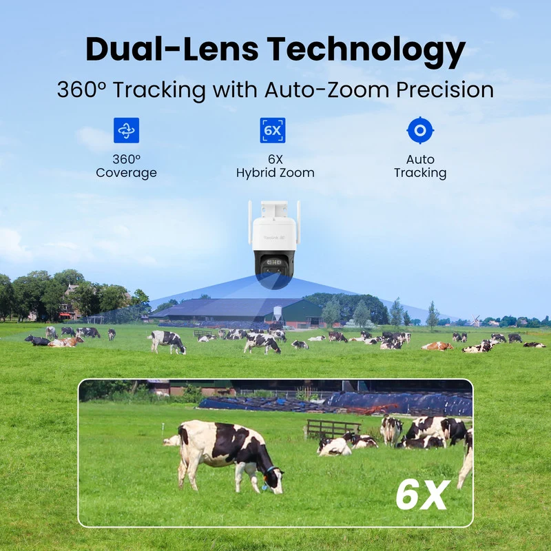 Reolink TrackMix LTE Plus 2 +Solar Panel 4G LTE PTZ Battery Dual-Lens Security Camera