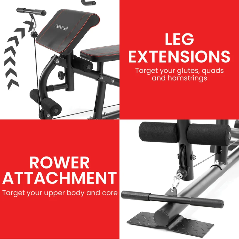 Powertrain Multi Station Home Gym 68kg Weight Stack All-in-One Fitness Workout Machine Lat Pulldown Preacher Curl