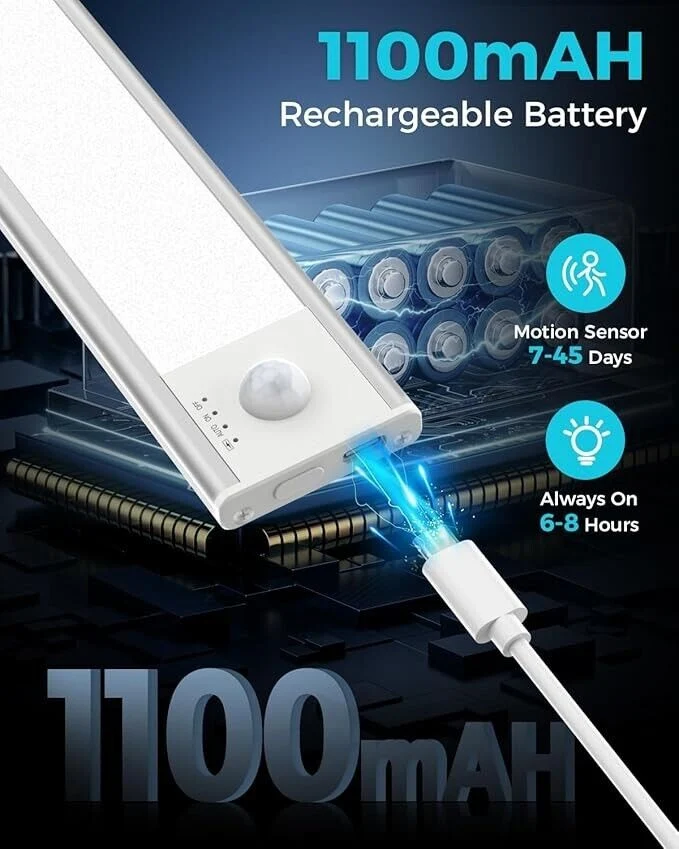 Litogo UC11-2 23CM Motion Sensor Under Cabinet Light LED Rechargeable
