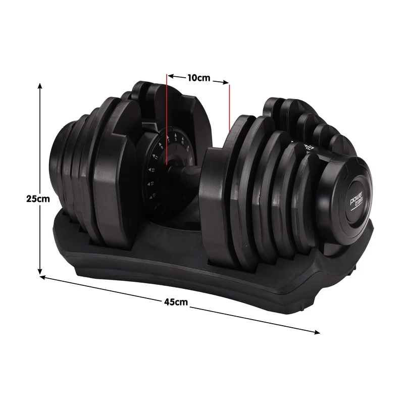 Powertrain 80kg Adjustable Dumbbells Set with Stand Pair 40kg Each Dial Free Weights Home Gym Strength Training