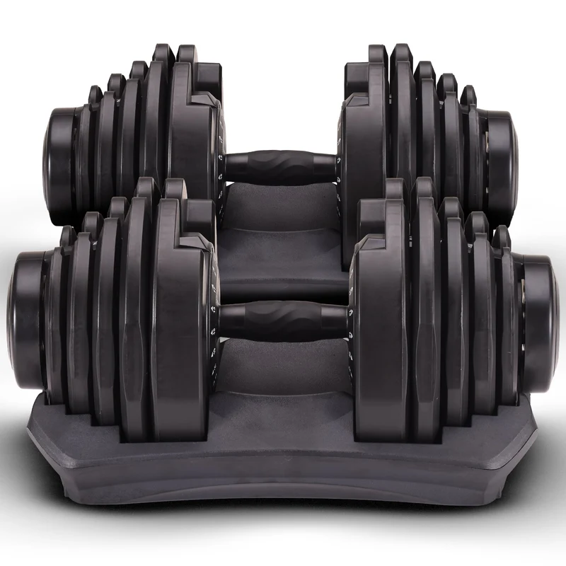 Powertrain 80kg Adjustable Dumbbells Set with Stand Pair 40kg Each Dial Free Weights Home Gym Strength Training