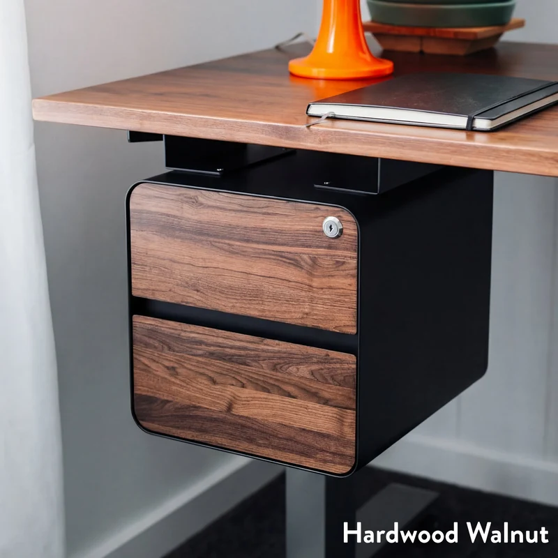 Desky Minimal Under Desk Cabinet - Maple Hardwood / Black