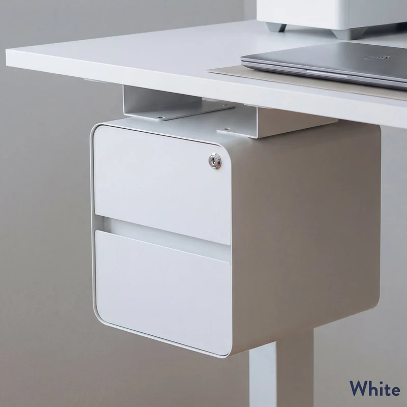 Desky Minimal Under Desk Cabinet - Maple Hardwood / Black