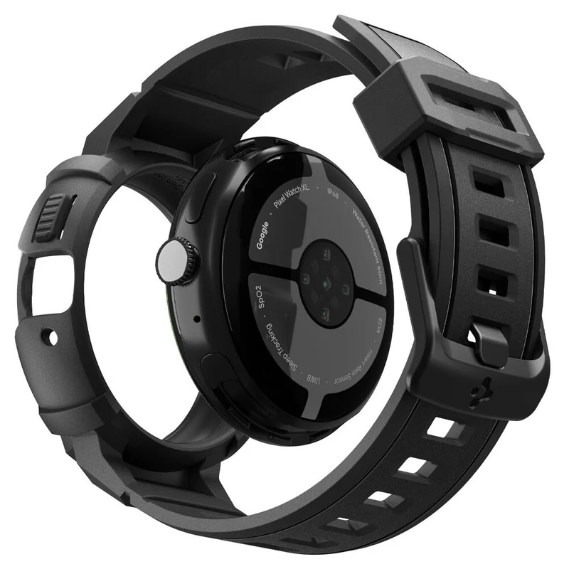 Spigen Pixel Watch 5/4 45mm Rugged Armor Pro Band Case with Stand (Black)
