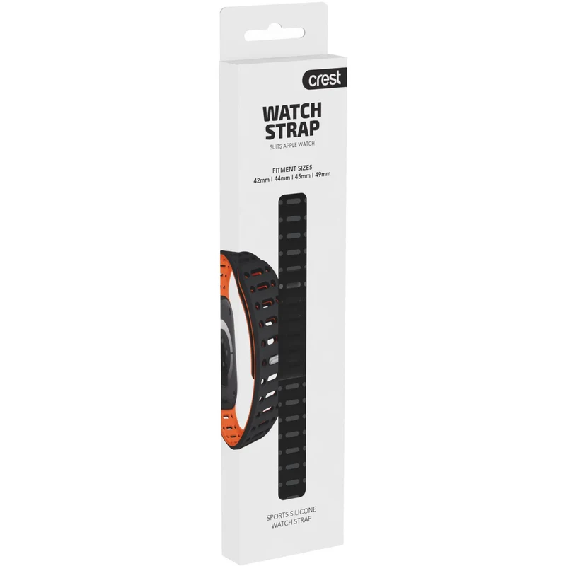 Crest Sports Watch Strap for Apple Watch 42-49mm (Black Orange)