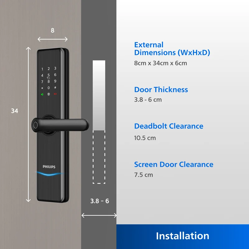 Philips 7300-5HB Smart Handle Lock EasyKey (Black)