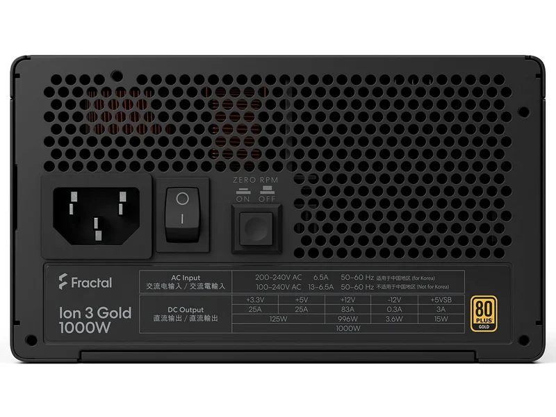 Fractal Design Ion 3 1000W 80 Plus Gold Fully Modular Power Supply (Black)
