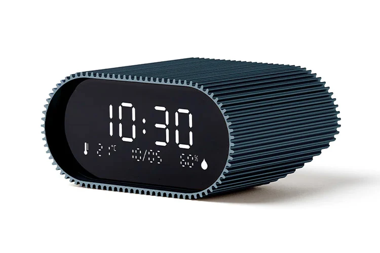 Lexon Ray Clock LCD Alarm Clock with Temp & Humidity Display (Blue)