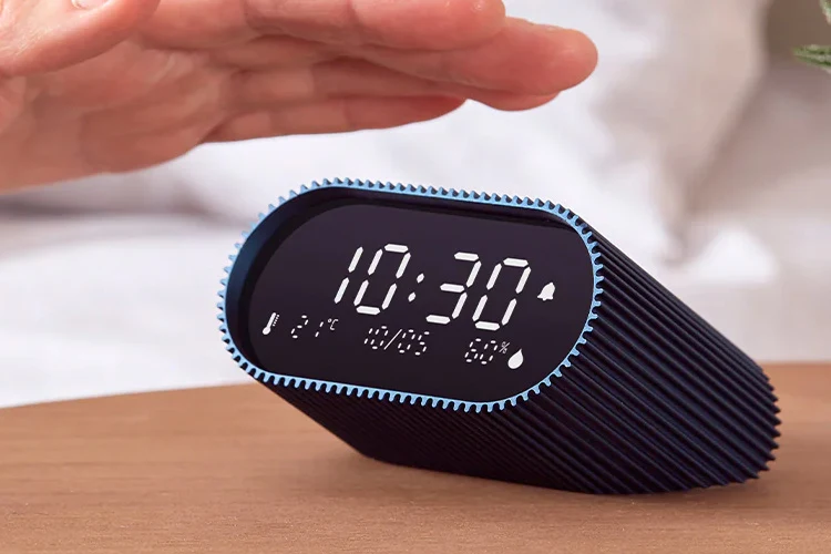 Lexon Ray Clock LCD Alarm Clock with Temp & Humidity Display (Blue)