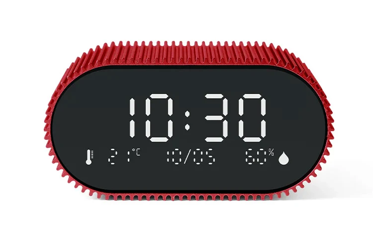 Lexon Ray Clock Lcd Alarm Clock with Temp and Humidity Display (Red)