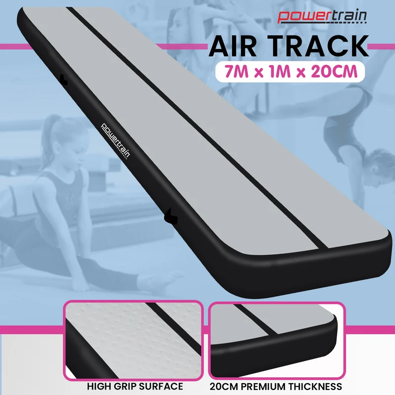 Powertrain 7m Air Track Gymnastics Mat (Grey/Black)