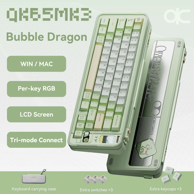 Qwertykeys QK65 Mk3 Prebuilt Wireless Mechanical Keyboard (Bubble Dragon)