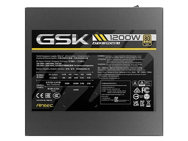 Antec GSK1200 1200W 80+ Gold Fully Modular ATX 3.1 Power Supply