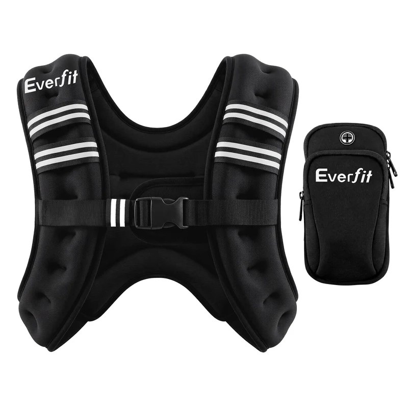 Everfit 5kg Weighted Vest Men Women, Reflective Running Vest with Armband Pouch