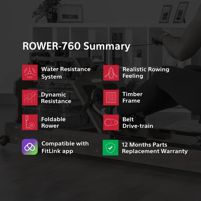 Lifespan Fitness ROWER-760 Water Resistance Foldable Rowing Machine
