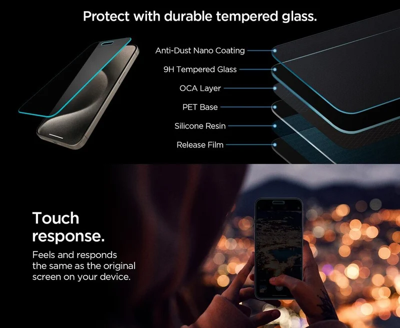 Spigen Apple iPhone 15 Pro Max EZ Fit GLAS.tR Privacy 2PCS Glass Screen Protector - Black