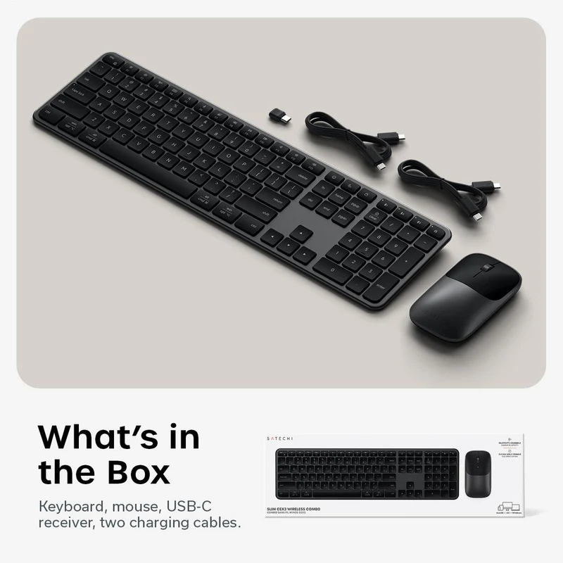 Satechi Slim CEX3 Wireless Keyboard and Mouse Combo (Space Black)