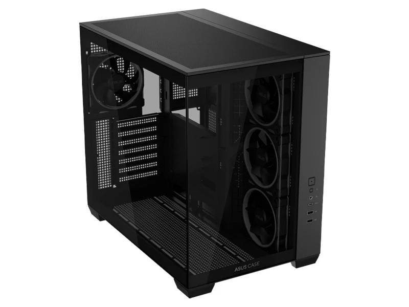 ASUS A32 PLUS TG ARGB Dual Chamber Panoramic Tempered Glass ATX Mid Tower Case - Black