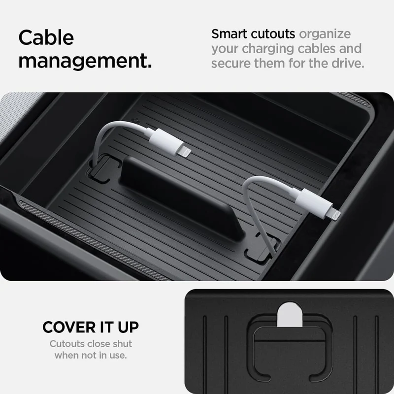 SPIGEN Tesla Model Y Juniper (2025-2026) Y L TO224H Armrest Console Tray (Carbon Edition)