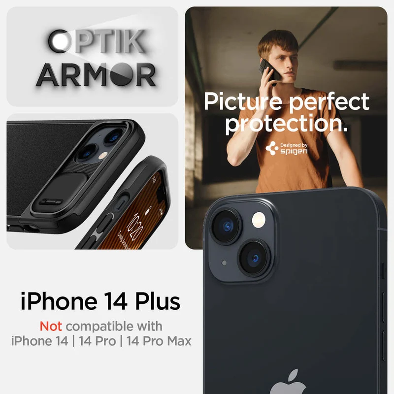 SPIGEN Optik Armor MagSafe Case for iPhone 14 Plus (Black)