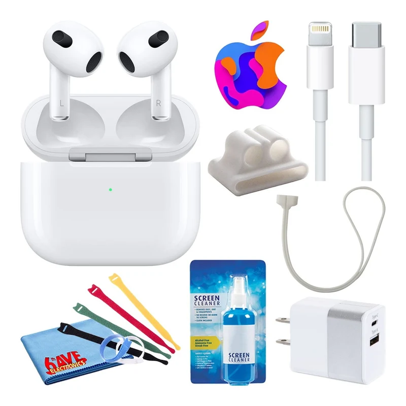 Apple AirPods with MagSafe Charging (3rd Gen) with Cable Ties + 2-Chargers