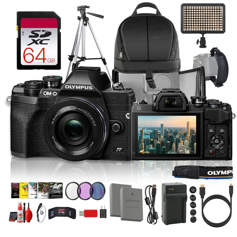 OM SYSTEM OM-D E-M10 Mark IV Mirrorless Digital Camera 20.3MP 4K WiFi Bluetooth with 14-42mm Lens(Bundle)