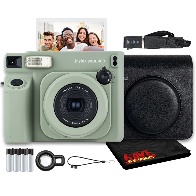 Fujifilm INSTAX Wide 400 Instant Camera - Sage Green, Case For Instax Wide 400