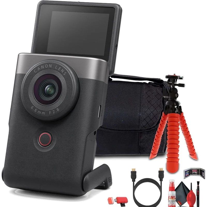 Canon PowerShot V10 Content Creator Compact Vlogging Camera (Silver) + More