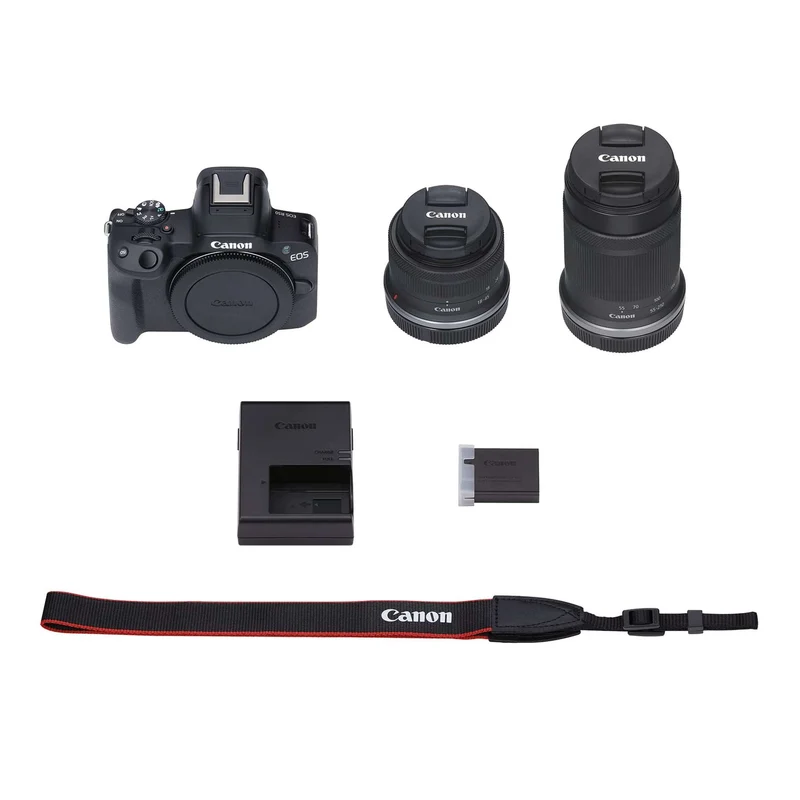 Canon EOS R50 Mirrorless Camera with 18-45mm and 55-210mm Lenses+ 64GB Card + Bag + Charger + More