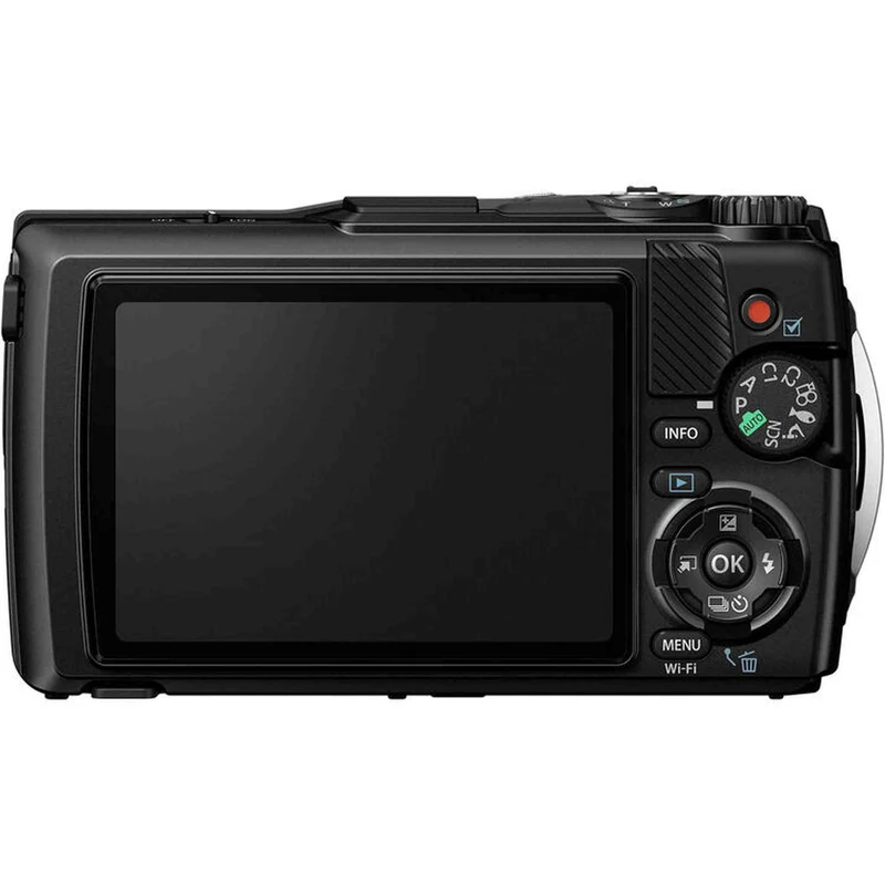 OM SYSTEM Tough TG-7 Digital Camera Bundle (Black) + 64GB Card + Case + Battery