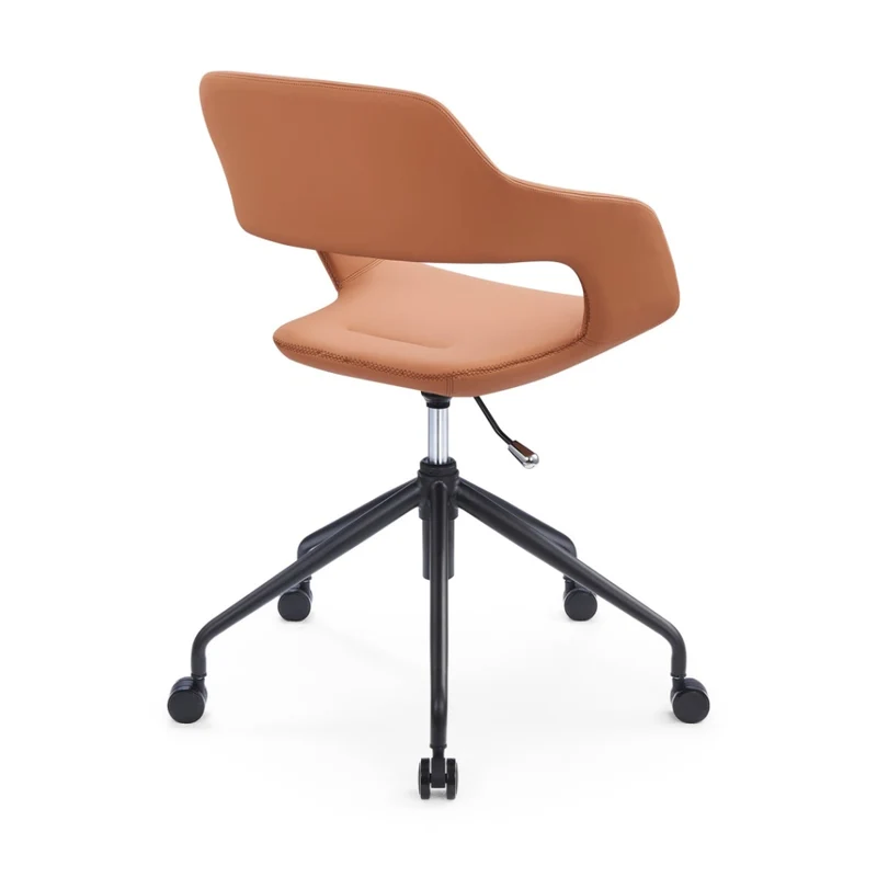 Sabia Oliver Medium Back Pre-Assembled Office Chair Upholstered (Tan/Black Frame)