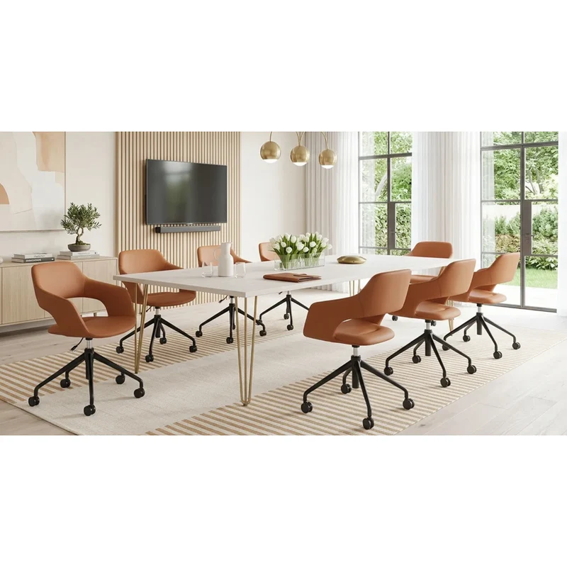 Sabia Oliver Medium Back Pre-Assembled Office Chair Upholstered (Tan/Black Frame)