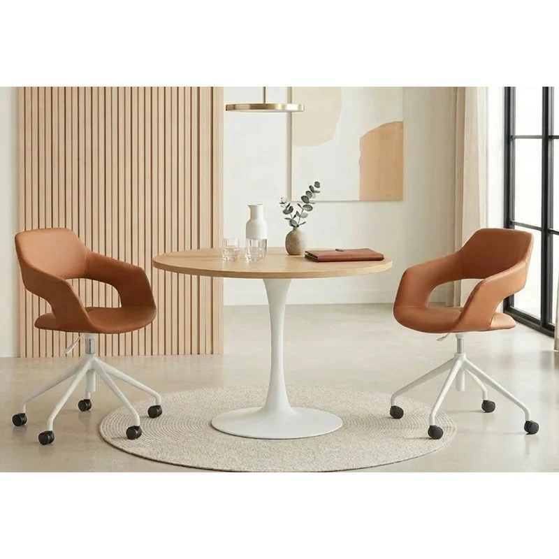 Sabia Oliver Medium Back Pre-Assembled Office Chair Upholstered (Tan/Black Frame)