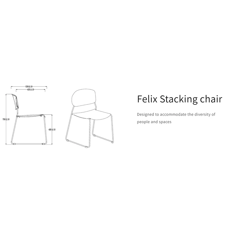 Sabia Felix Pre-Assembled Chair Cushioned Seat Lightweight Stackable Seating (Black)