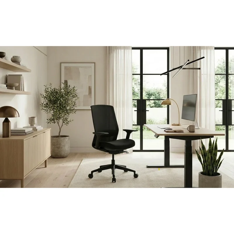 Sabia Willow Pre-Assembled Office Chair Ergonomic Mesh Back With Armrests (White)