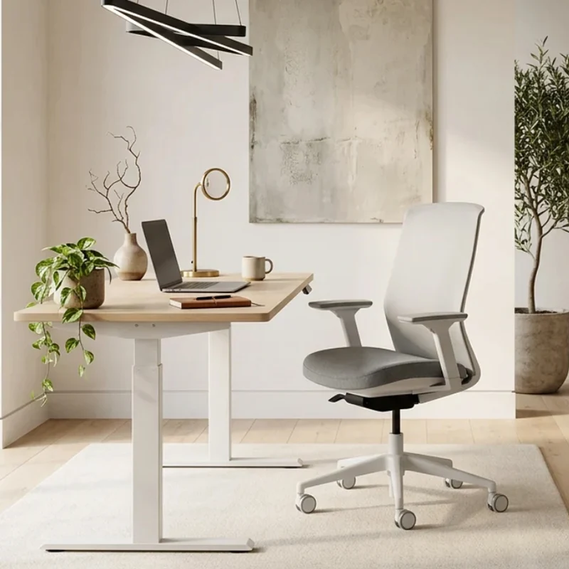 Sabia Willow Pre-Assembled Office Chair Ergonomic Mesh Back With Armrests (White)