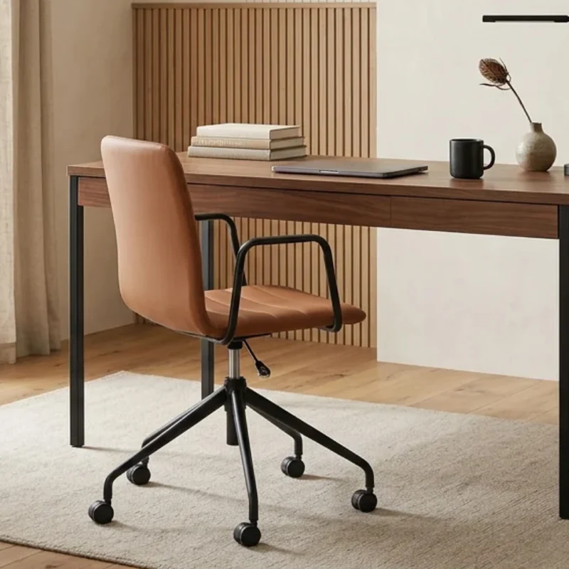 Sabia Baxter Pre-Assembled Chair Upholstered Seat Desk Seating (Tan/Black Frame)