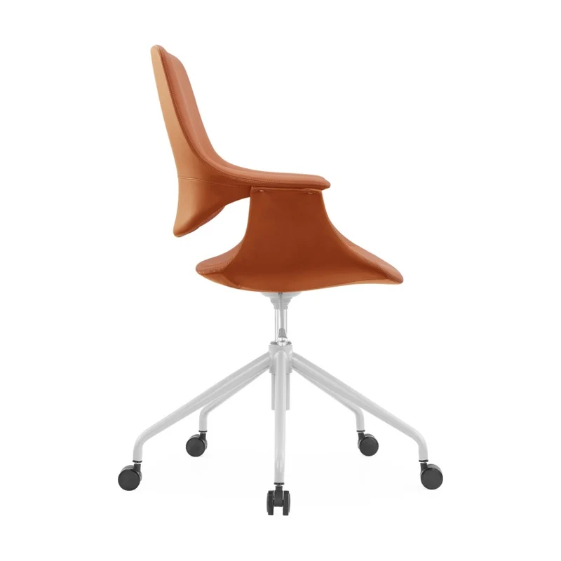 Sabia Oliver High Back Pre-Assembled Office Chair Upholstered (Tan/White Frame)