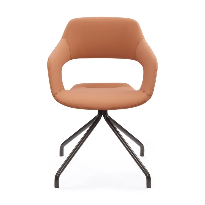 Sabia Oliver Medium Back Pre-Assembled Reception Chair Upholstered (Tan/Black Frame)