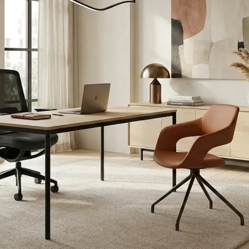 Sabia Oliver Medium Back Pre-Assembled Reception Chair Upholstered (Tan/Black Frame)