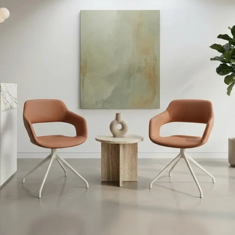 Sabia Oliver Medium Back Pre-Assembled Reception Chair Upholstered (Tan/White Frame)