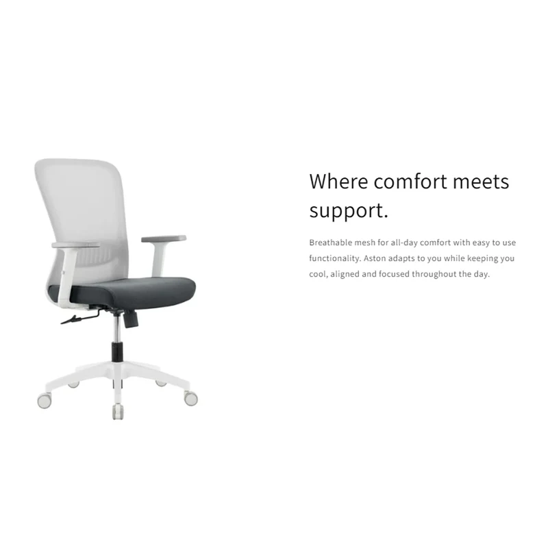 Sabia Aston Pre-Assembled Chair Ergonomic Office Seating Mesh Back (Black)