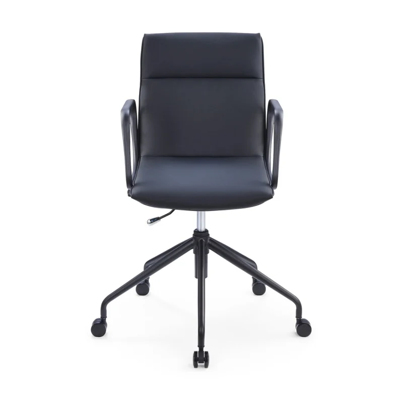 Sabia Maison Pre-Assembled Chair Leather-Like Upholstered Meeting Room (Black)