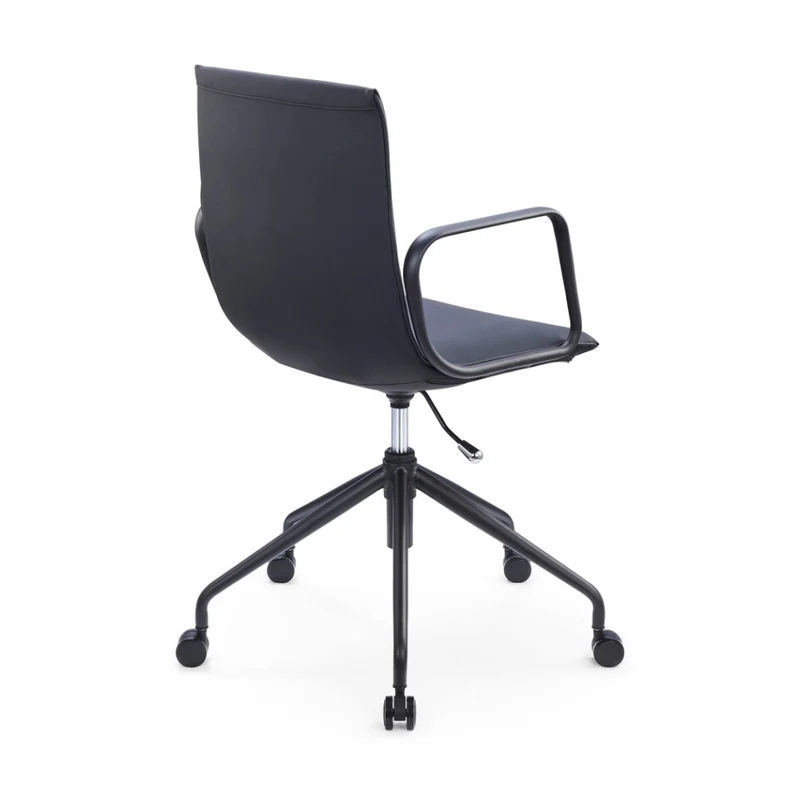 Sabia Maison Pre-Assembled Chair Leather-Like Upholstered Meeting Room (Black)