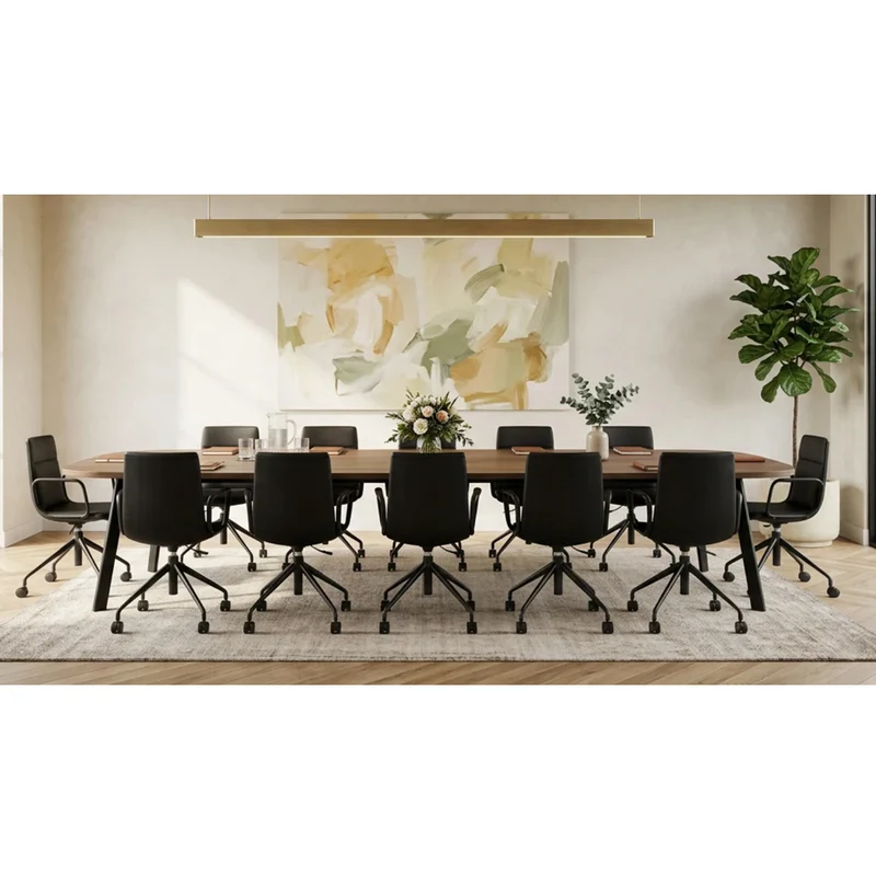 Sabia Maison Pre-Assembled Chair Leather-Like Upholstered Meeting Room (Black)