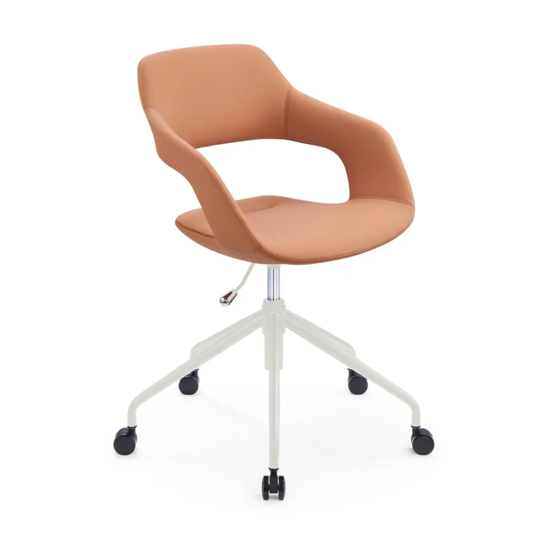 Sabia Oliver Medium Back Pre-Assembled Office Chair Upholstered (Tan/White Frame)
