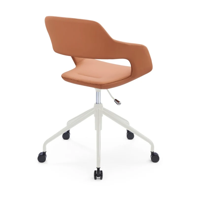 Sabia Oliver Medium Back Pre-Assembled Office Chair Upholstered (Tan/White Frame)